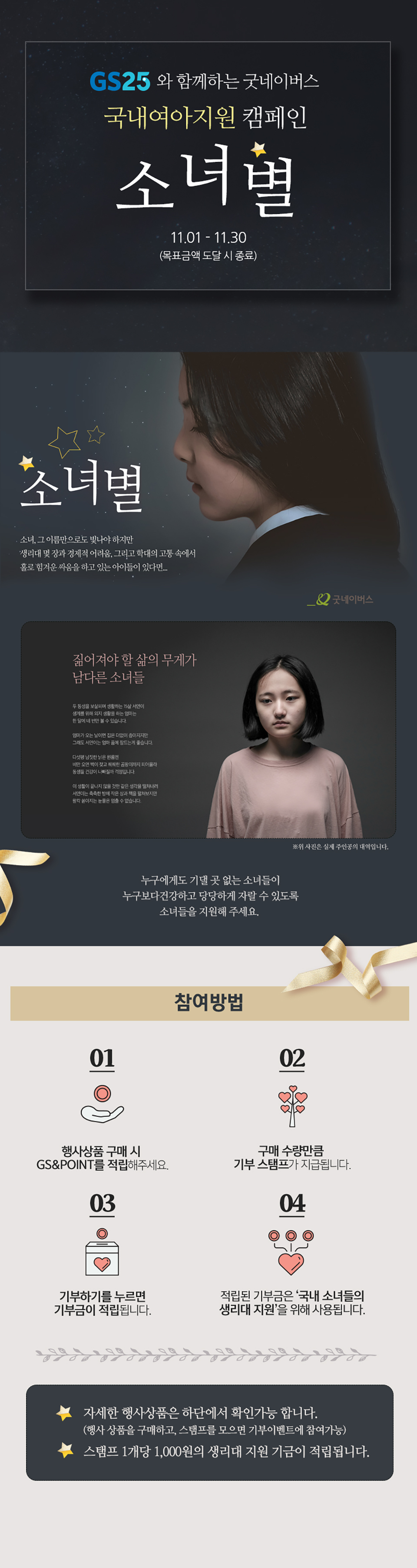 GS25와 함께하는 굿네이버스 국내여아지원 캠페인 소녀별 - 하단 상세 설명